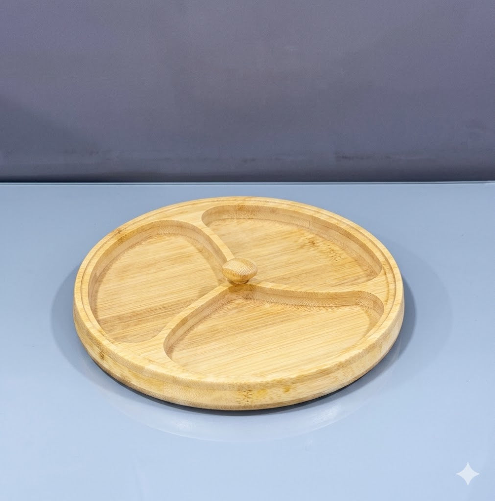 Round 3-Compartment Tray with Lid