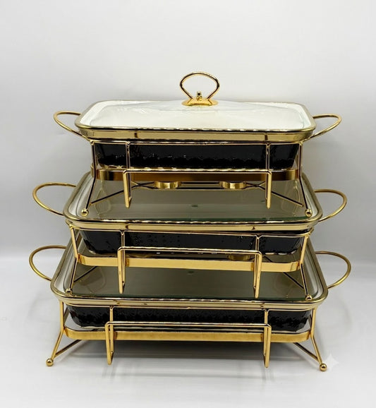 Luxury Porcelain rectangle Ceramic Chafing Dish