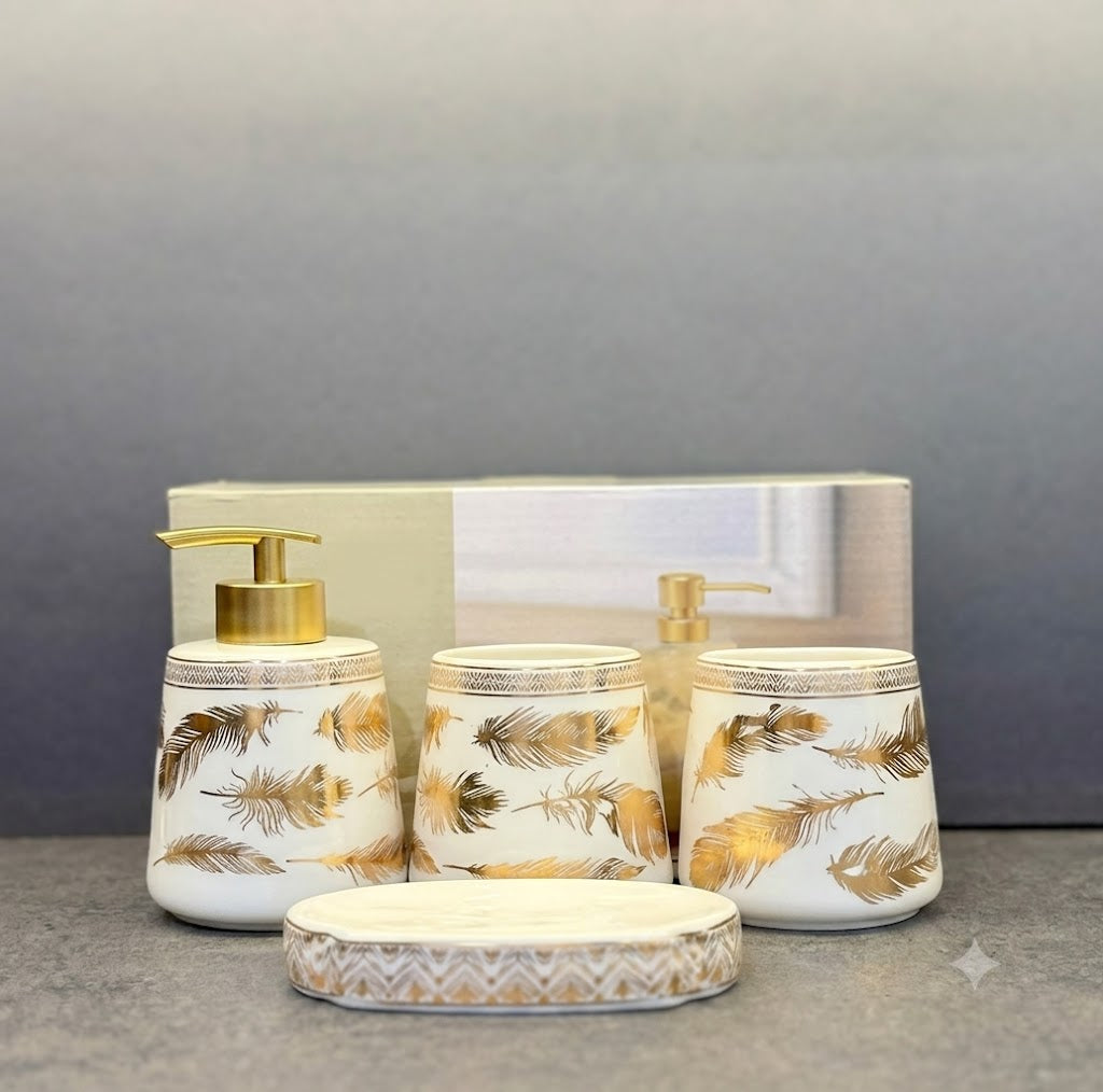 Brilliant 4Pcs Bath Set Gold Leaf