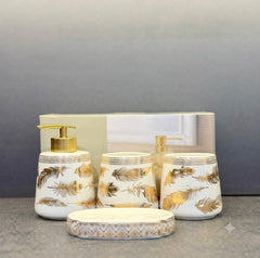 Brilliant 4Pcs Bath Set Gold Leaf