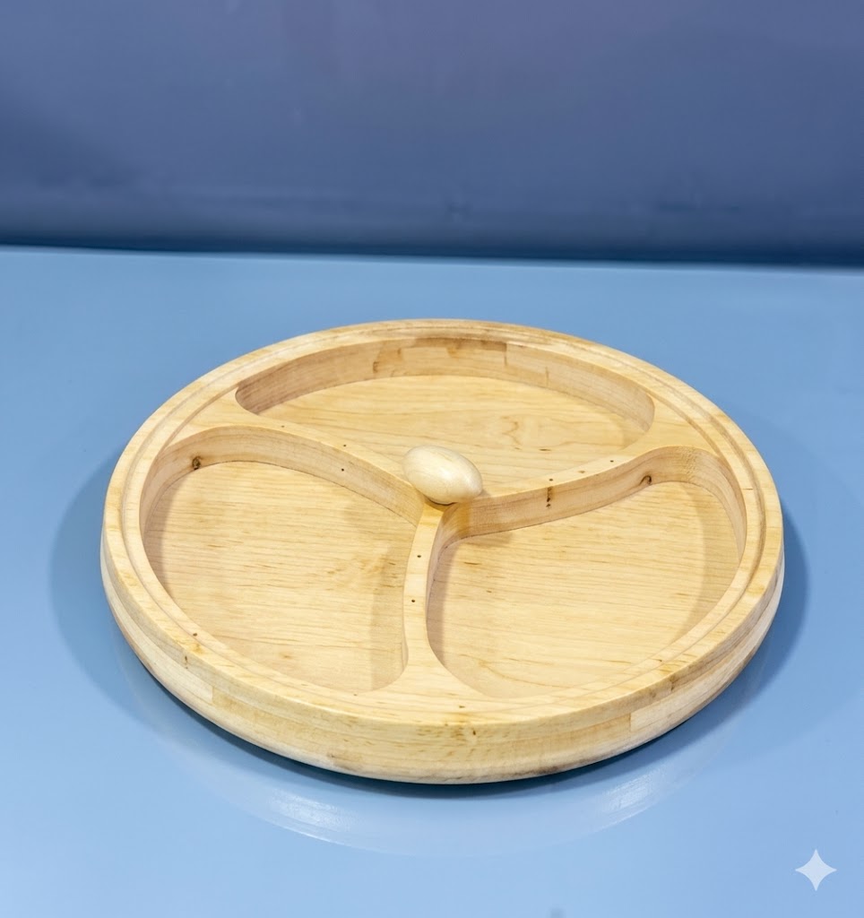 Round 3-Compartment Tray with Lid