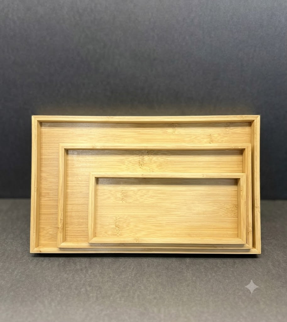 Rect Bamboo Tray Set 3Pcs