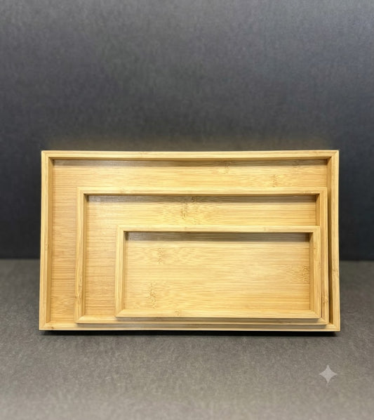 Rect Bamboo Tray Set 3Pcs