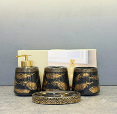 Brilliant 4Pcs Bath Set Gold Leaf