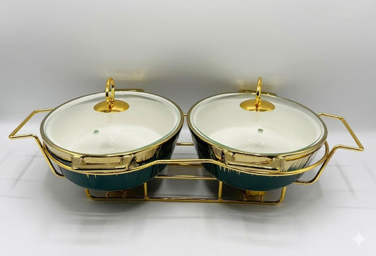 Luxury Porcelain Twin Oval Chafing Dish
