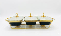 Luxury Porcelain Triple Rectangle Chafing Dish