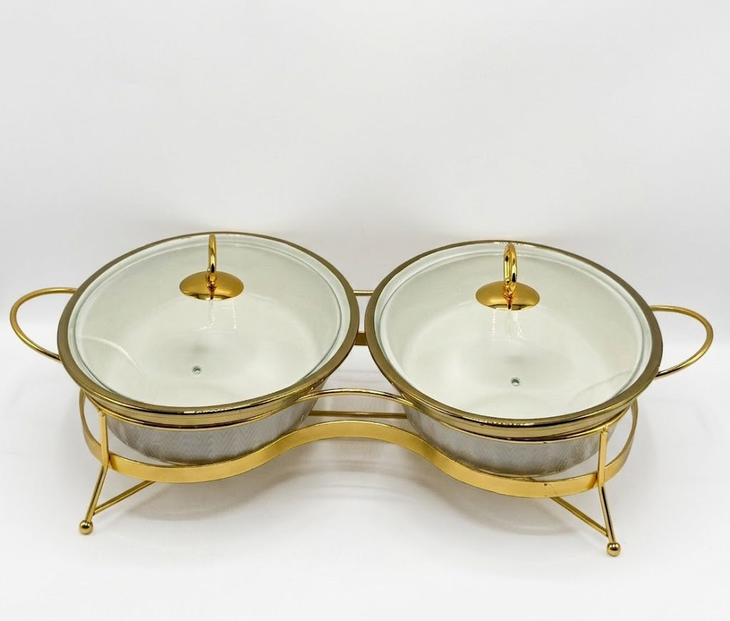 Luxury Porcelain Twin Oval Chafing Dish