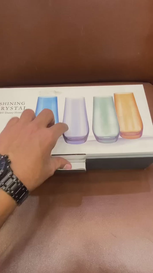 Crystal Stemless Glasses 4 Pcs Set