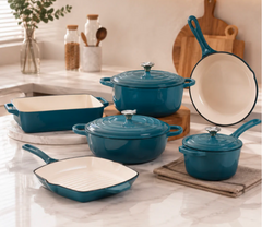 11 Pcs Osfe Enameled Cast Iron Cookware Set Sea Green
