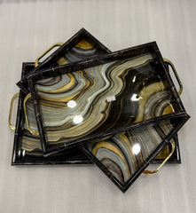 3 Piece Decorative Serving Tray Set