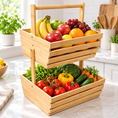 2 Tier Bamboo Fruit & Vegetable Storage Rack