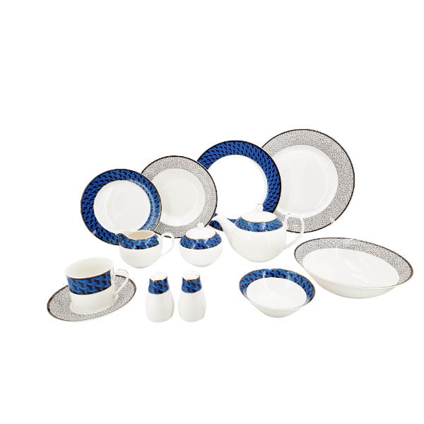 Blue Gray Dinner Set 47 Pcs