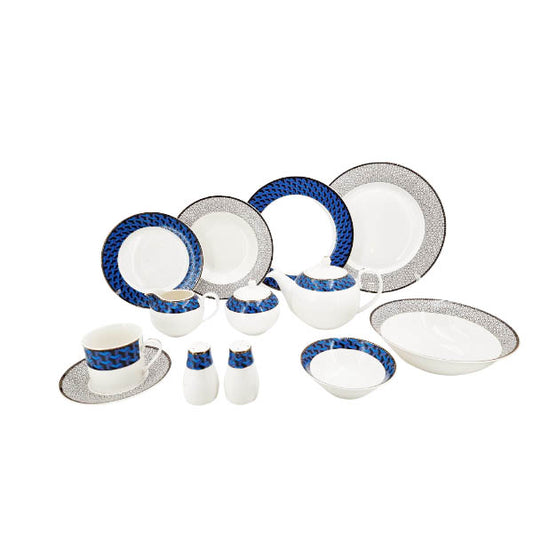 Blue Gray Dinner Set 47 Pcs
