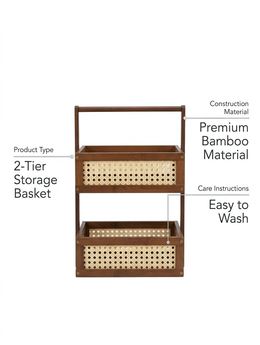 Bamboo 2 Tier Storage Basket