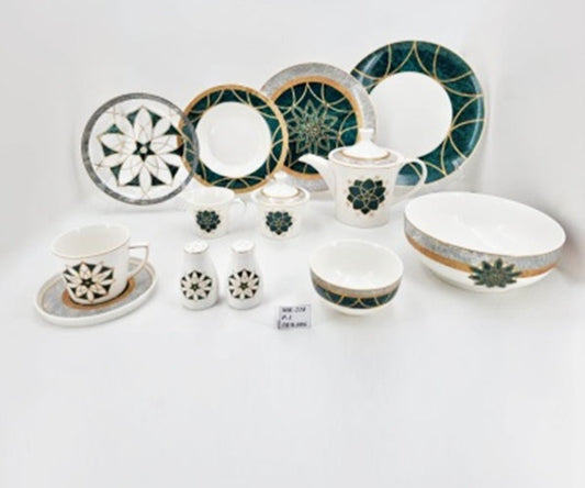 Dinner Set Green Design 6 Person