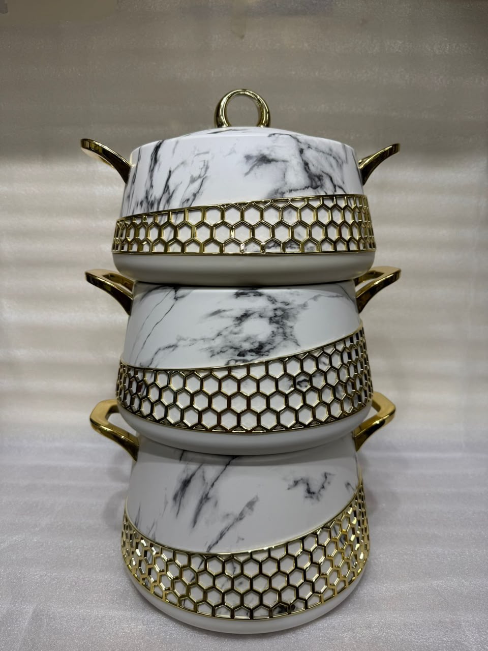 HotPot Set With Marble Texture 3Pcs