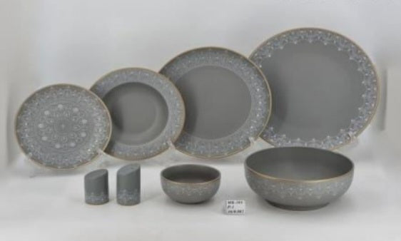 Gray Design Dinner Set 6 Person 30 Pcs