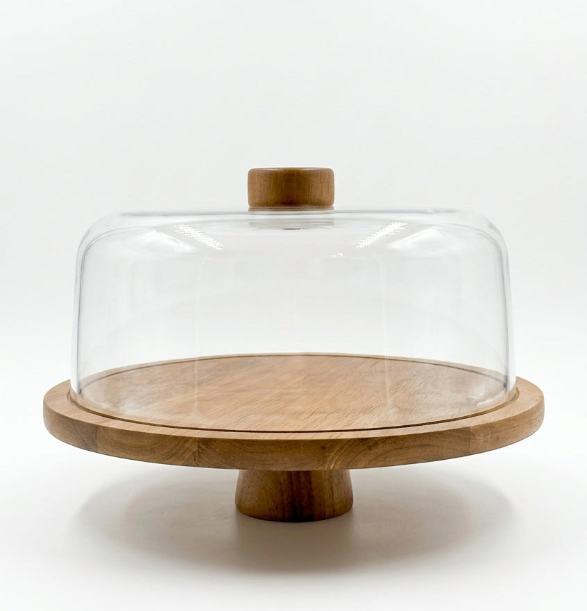 Premium Wooden Cake Stand with Acrylic Dom