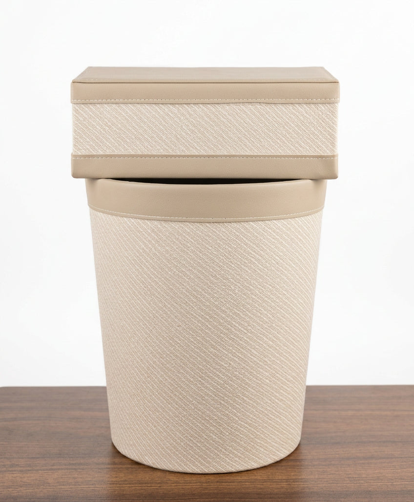 Leather Tissue Box & Dustbin Set