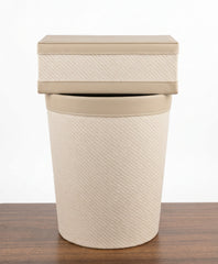 Leather Tissue Box & Dustbin Set
