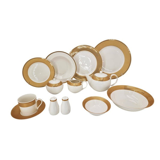 Gold-Dot Borders 47Pcs Dinner 
Set