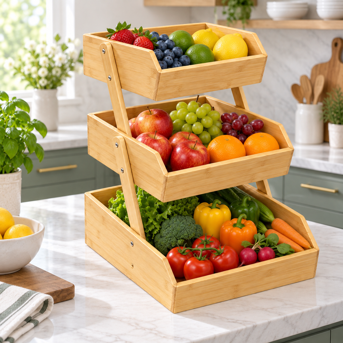 3 Tier Bamboo Fruit & Vegetable Storage Rack