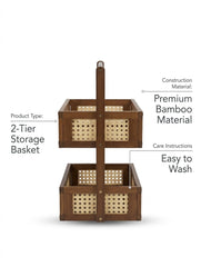 Bamboo 2 Tier Storage Basket