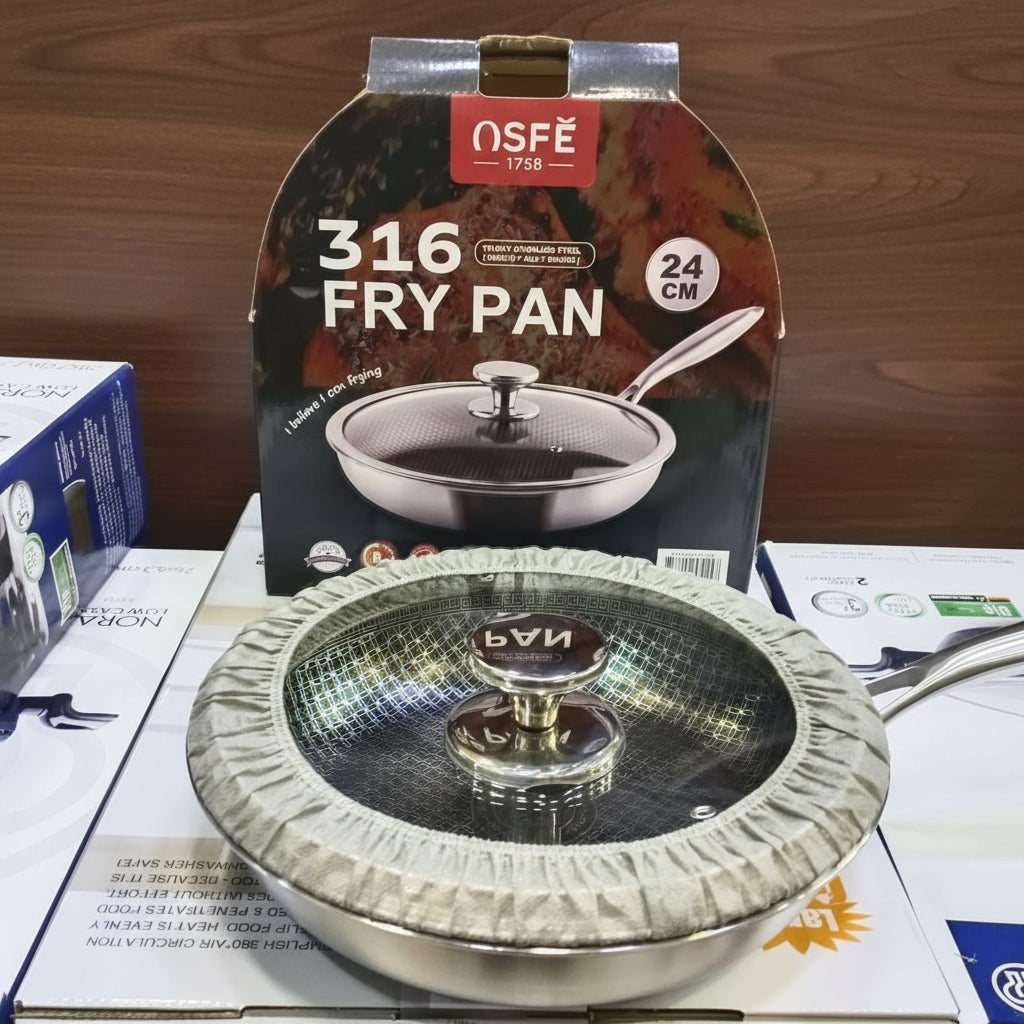 Osfe Triply Stainless Steel Frypan With Lid 24 CM