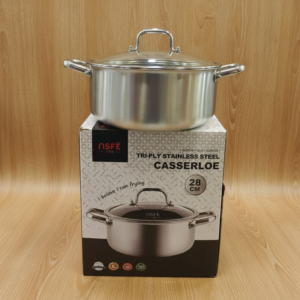 Osfe Triply Stainless Steel Casserole 28 CM
