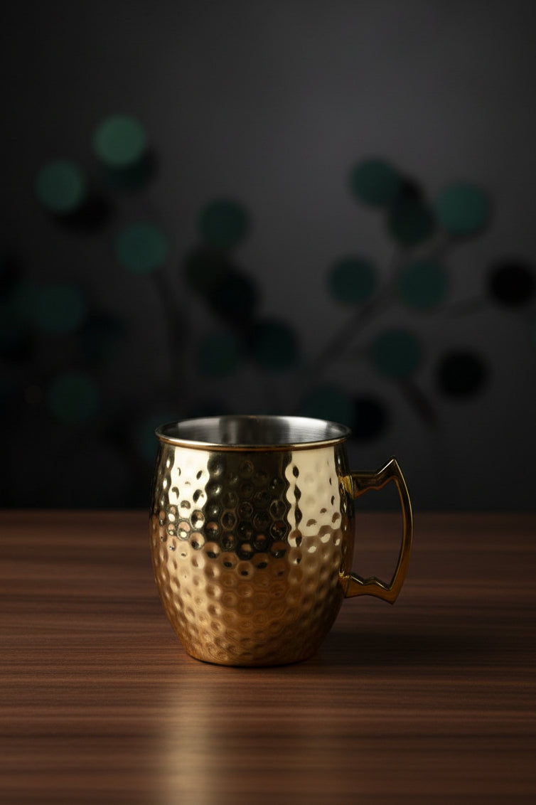 Steel Mug With Golden Handle