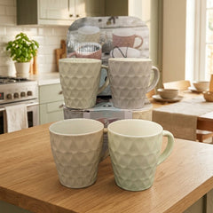 4 Pcs Ceramic Fancy Mugs Set