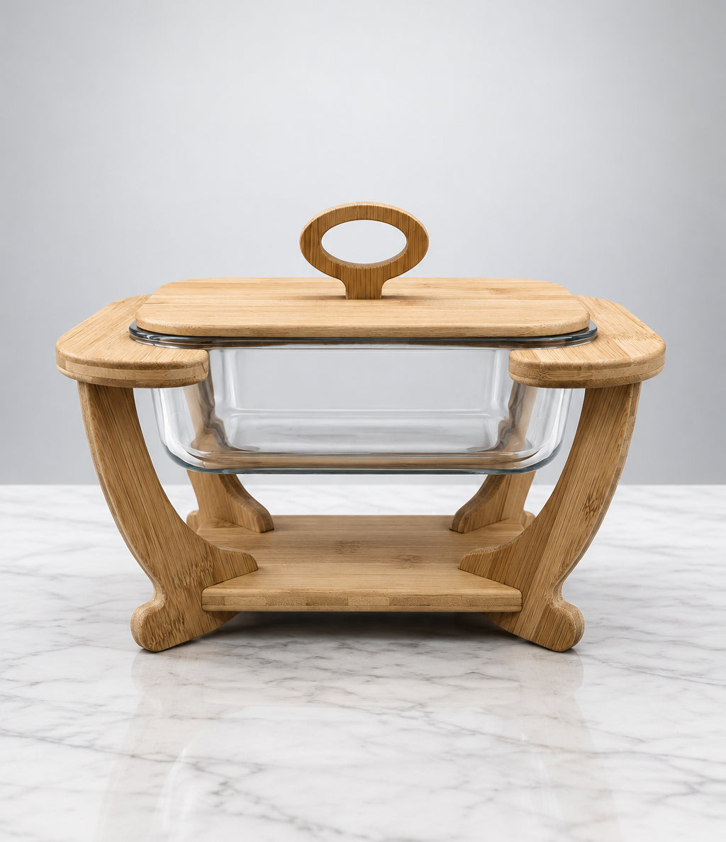 Chafing Dish With Wooden Stand