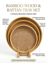 Bamboo Wooden Trays 3 Pcs Set