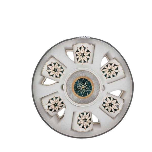 Cup Saucer Green Design 6 Pcs