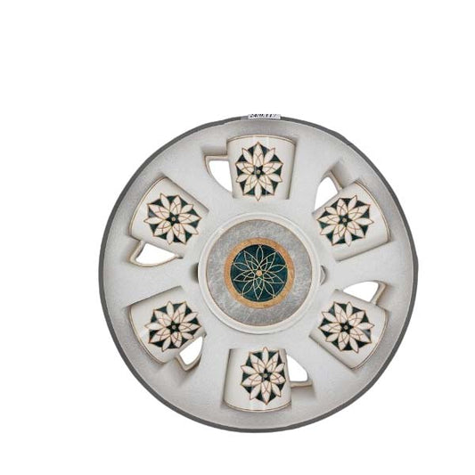 Cup Saucer Green Design 6 Pcs