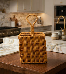 Rattan 4 Compartment Spoon Holder