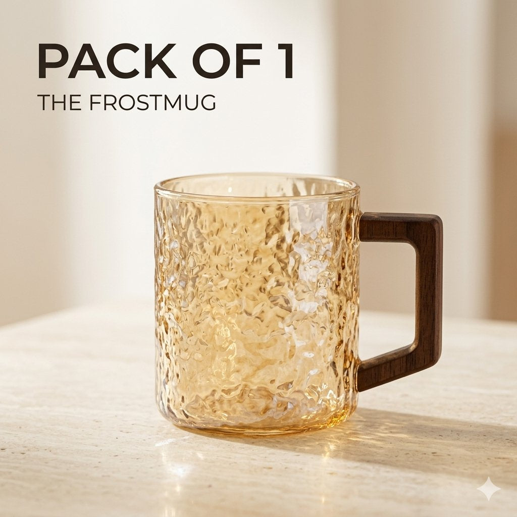 The Frosted Glass Mug With Wooden Handle