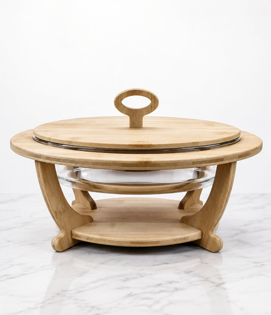 Chafing Dish With Wooden Stand