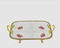 4 Section Rose Print Serving Dish Gold