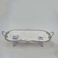 Long Blue Flower  Silver Dish