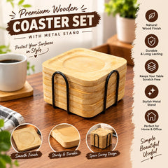 Bamboo Coasters With Stand