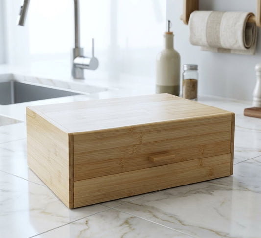 Bamboo Bread Box With Bamboo Cover