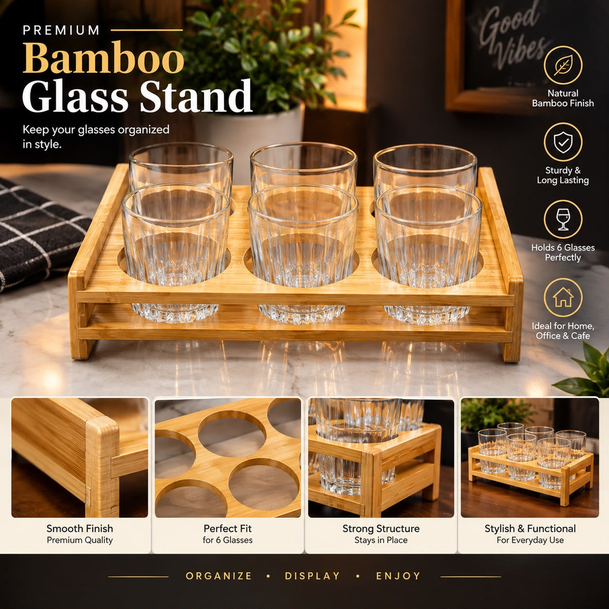 Bamboo Glass Stand